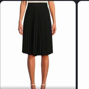 Vintage accordion pleated knee length skirt - black